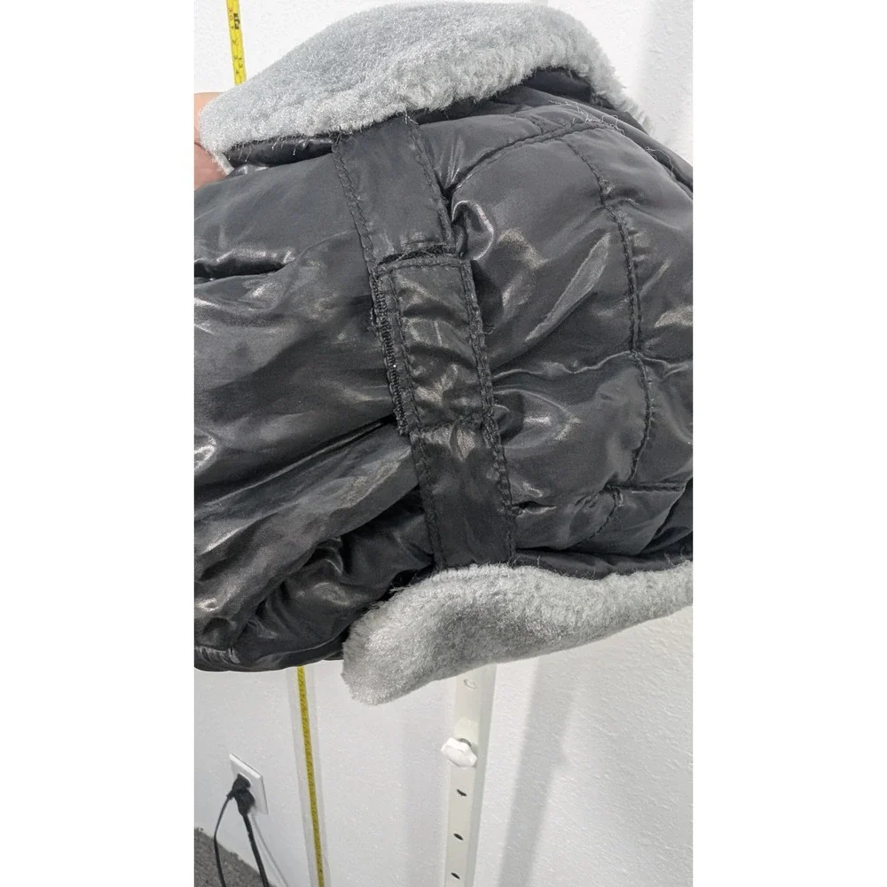 Unbranded Black Puffer Trapper Hat Grey Faux‎ Fur Trim Quilted Winter Ushanka